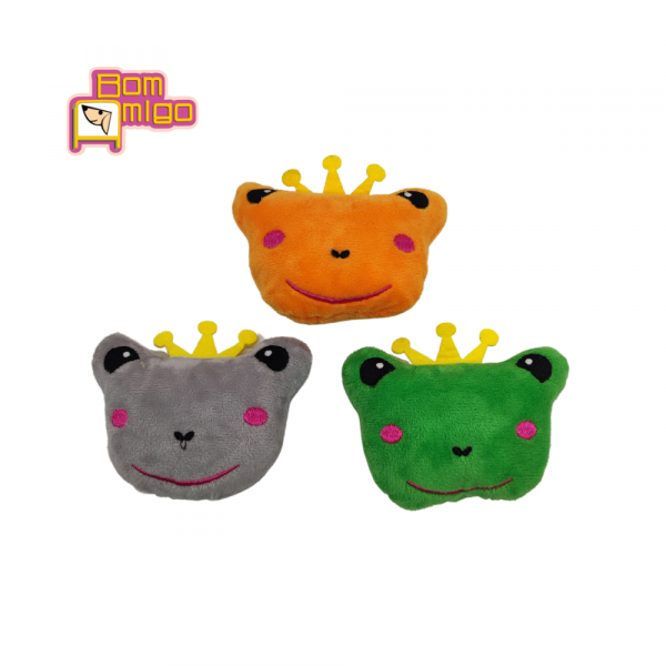 PELUCIA FROG PRINCE com apito para Pets - Bom Amigo